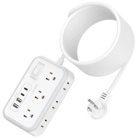 Ntonpower 974255314288 Flat Plug Extension Cord 25ft Surge Protector Power Strip With 6 Outlets 4 Usb