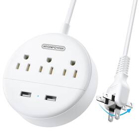 Ntonpower 974255314578 2 Prong Power Strip With 180 Rotating Plug 6ft Extension Cord Usb Outlets