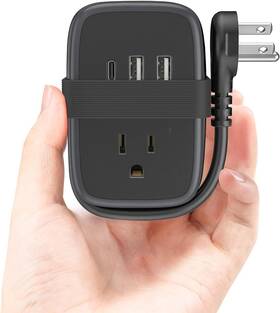 App-2a2u1c-us Ntonpower Travel Power Strip With Usb C Port 2 Outlets 1 Usb-c Usb-a Black