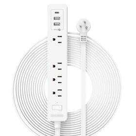 Gpc-4a2u-us-wh-bx-4.6m-v1 Ntonpower Flat Extension Cord 15 Ft Ultra Thin White