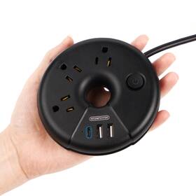 Odr-3a2u1c-us-bk Ntonpower Travel Power Strip Flat Plug With 3 Outlets And Usb Chargers