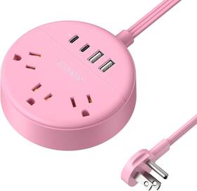 Osp-3a2u2c-us Ntonpower Pink Power Strip 5ft Extension Cord 3 Ac Outlets And 2 5 Ft