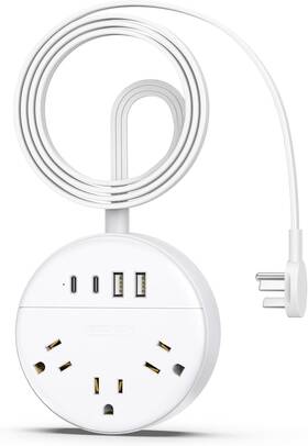 Ntonpower Technology Co. Ltd 313109887886 Flat Extension Cord 5 Ft Plug Power Strip With 3 Outlets 4 Usb P