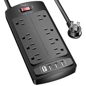 Nuetsa B08p5hb95p Power Strip Surge Protector With 12 Outlets And 4 Usb Ports 6 Feet Flat