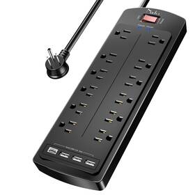 Ps951b Nuetsa Power Strip Surge Protector With 12 Outlets And 4 Usb Ports 6 Feet F