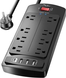 Y002 Nuetsa 10 Feet Surge Protector Power Strip - Extension Cord 1625w/13a With 8 Ou
