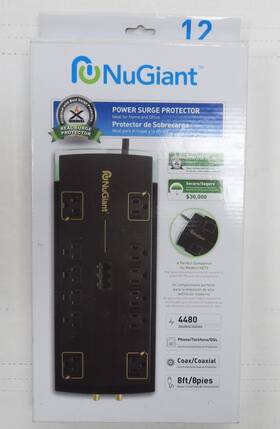 Nss06 Nugiant 12 Outlet Power Surge Protector- 8ft Cord- New