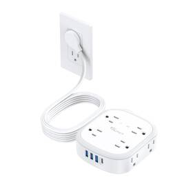Nutict 728120948209 Surge Protector Power Strip 10ft Ultra Thin Flat Plug Extension Cord 8 Wide