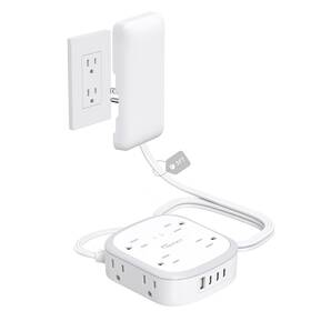 Nt-ps-na02c-10103-ca Nutict Outlet Cover Extension Cord Short 3ft Flat Plug Power Strip With 8 Outlets &
