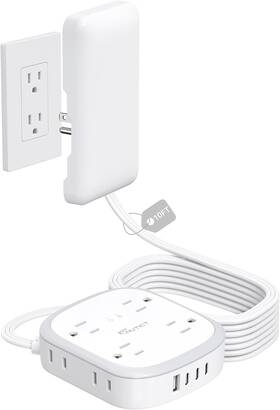 Nt-ps-na02c Nutict Surge Protector Strip 10ft 8 Outlet 4 Usb Ports