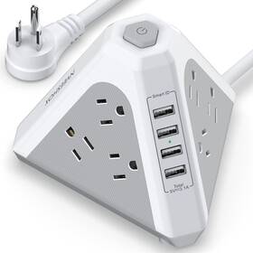 Tp-vh4u9s Nveeshox Power Strip Tower Surge Protector9 Multiple Outlets 4 Usb Charging Ports3side Tr