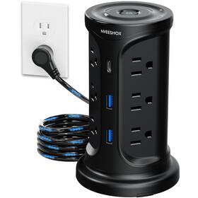 Tp-vk3u12s Nveeshox Extension Cord With Multiple Outlets Surge Protector Tower Power Strip S