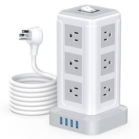 Xyyq-75 Nveeshox Power Strip Surge Protector Tower With 12 Outlets 4 Usb Ports 10ft Long Extensio