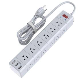 Nvtias 729466220226 6 Ft Long Power Strip Surge Protector 3-sided With 18 Outlets And 3 Usb Char