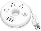 Odr-3a3u-us-wh Ntonpower Travel Power Strip Usb Outlets Total Output Round
