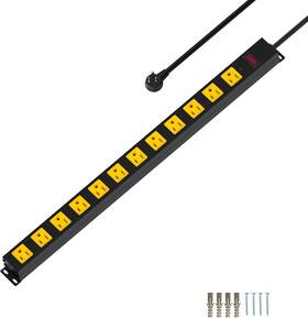 Okchild 445057050043 Metal 12 Outlet Mountable Power Strip Surge Protector Heavy Duty Cord Wide Spac