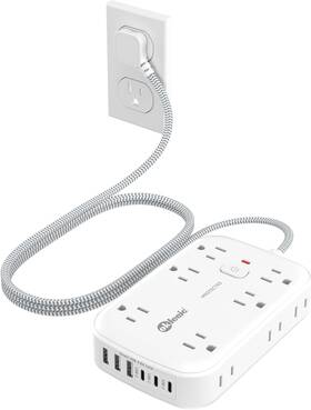 Okleeic 744110106442 Surge Protector Power Strip With Usb Charging Station And 12 Outlets 5ft