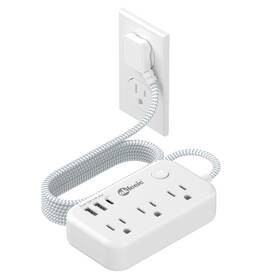 Okleeic 768534109599 Small Extension Cord 5ft 3 Ac Outlets Usb 17w/3.4a Bedside Desk Charging Sta