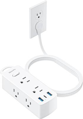 Olcorife 313052381349 Flat Extension Cord 20ft Plug Power Strip With 6 Outlets 3 Usb Po