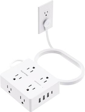 Olcorife 744759234223 Surge Protector Power Strip Ultra Thin Flat Plug Extension Cord 5ft 8