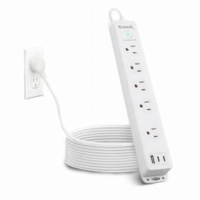 2100 Ommix Technology 783495465942 Surge Protector Power Strip-1500w/15a Joule With Braided 6.5ft Extension 2100 Ommix Technology 783495465942 Surge Protector Power Strip-1500w/15a Joule With Braided 6.5ft Extension