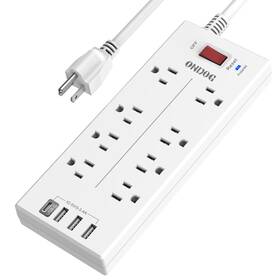 Ahr-046 Ondog 8-outlet Surge Protector 4 Usb Ports 6 Ft Power Strip For Home And Office