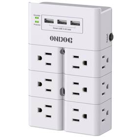 Ahr-603b Ondog Multi Plug Outlet Splitter Surge Protector Wall Mount With 12-out