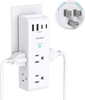 One Beat 313047916952 Surge Protector Outlet Extender - With Rotating Plug 6 Ac Multi Wit