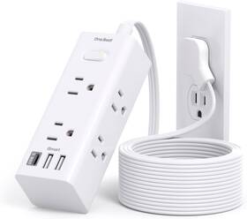 One Beat 313055117143 10ft Extension Cord With Multiple Outlets Flat Plug Power Strip Surge P
