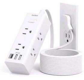 One Beat 711181527711 10ft Extension Cord With Multiple Outlets Flat Plug Power Strip Surge Protector