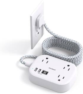 Ob3wc2l One Beat Cruise Ship Essentials Travel Power Strip With Usb 10 Ft White