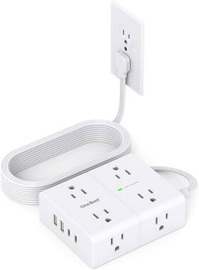 Ob48ac2-g One Beat Surge Protector Power Strip 6 Ft Flat Plug Extension Cord With 8 Outlets 4 Usb