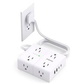 Ob48ac2 One Beat Surge Protector Power Strip 5ft Flat Extension Cord Plug With 4 Usb Cha