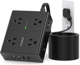 Ob48ac2b One Beat 6ft Extension Cord With Multiple Outlets Flat Plug Surge 6 Ft Black