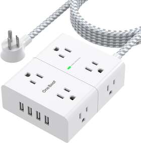 Ob48l One Beat Extension Cord 10 Ft Surge Protector Power Strip - 8 Widely Outlets 4 White Ob48l One Beat Extension Cord 10 Ft Surge Protector Power Strip - 8 Widely Outlets 4 White