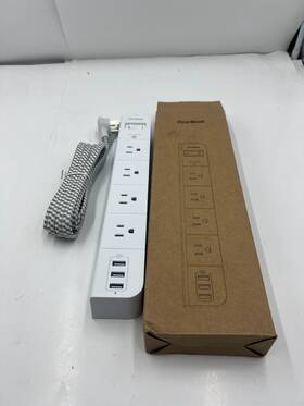 Ob4u5w One Beat 10ft Extension Cord Flat Plug Power Strip Surge Protector White