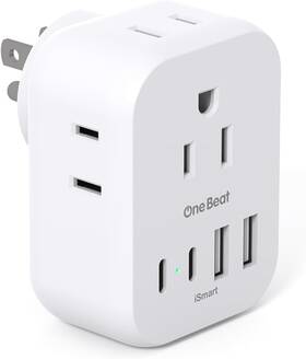 Ob4w4us One Beat Travel Cruise Ship Essentials Multi Plug Wall Outlet Extender White