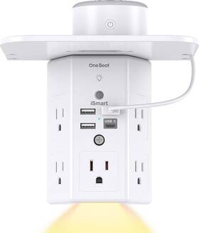 Ob5w4ct One Beat Multi Plug Outlets Wall Outlet Extender With Night Light And Shelf 4