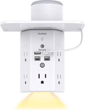 Ob5w4ctc2 One Beat Multi Plug Outlets Wall Outlet Extender With 15.5w 1pack Night Light White