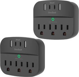 Ob6016c2bp  One Beat 2 Pack Surge Protector Outlet Extender 3 Ac Outlets 4 Usb Ports C Plug
