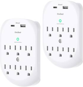 Ob6036cp One Beat 2 Pack Surge Protector Outlet Multi Plug Adapter With 6 Wall Outlets U
