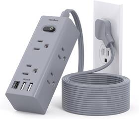 Ob6w3cgl One Beat 10ft Extension Cord With Multiple Outlets Flat Plug Power Strip Surge Protector