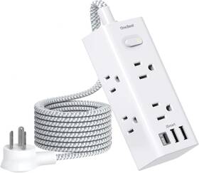 Ob6w3ct One Beat Power Strip Surge Protector - 6 Widely Outlets With 3 Usb Ports 1 6ft White