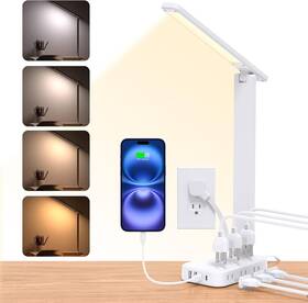 Ob6wc2ed One Beat Desk Lamp With 6 Outlets 4 Usb Ports 2 Usb-c Eye Protection White
