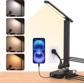 Ob6wc2edb One Beat Desk Lamp With 6 Outlets 4 Usb 5 Ft Outlet 2c2a Black