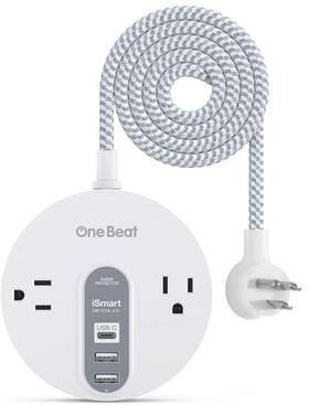 Obt2uc One Beat Power Strip Surge Protector With Usb C - Extension Cord Flat Plug 2 Wide