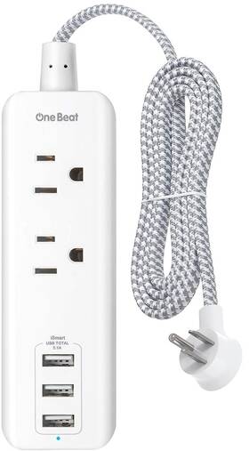 Obth8096 One Beat Power Strip With Usb - 2 Outlets 3 Ports 3.1a 15w Desktop Charging Sta