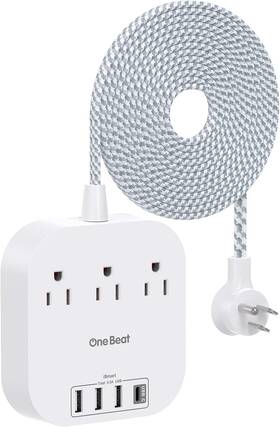 Thu6106m One Beat Power Strip With Usb C 3 Outlets 4 Ports 22.5w/4.5a 15 Ft White