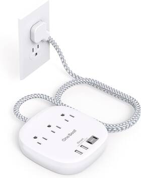 Thus03uc21 One Beat Flat Plug Power Strip Short Extension Cord 1 Ft - 3 White