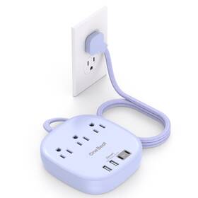 Thus03uc2v One Beat Flat Plug Power Strip 6ft Purple Extension Cord -3 Outlets 6 Ft